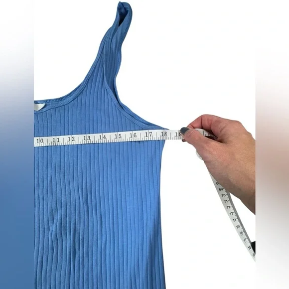 H&M MAMA Womens Ribbed Sleeveless Dress Light Blue Size Large Maternity 0081 - Picture 3 of 7